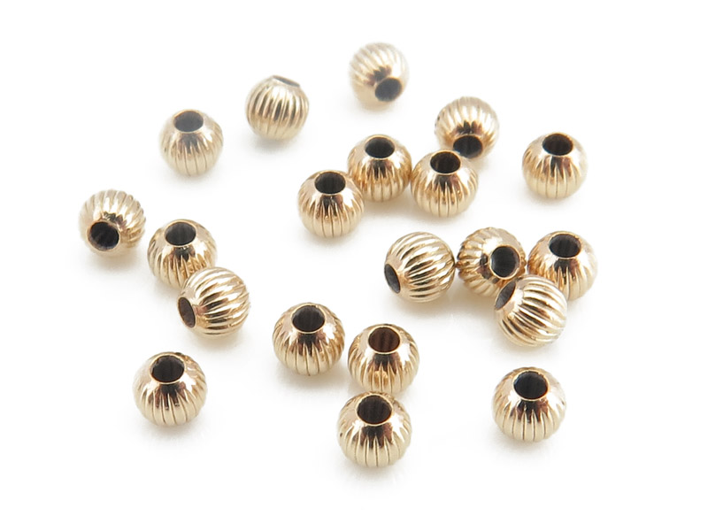 Gold Filled Corrugated Bead 2.5mm ~ Pack of 10