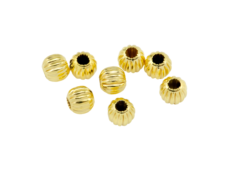 Gold Vermeil Corrugated Round Bead 3mm ~ Pack of 10