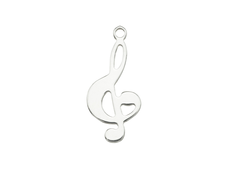 Sterling Silver Treble Clef Pendant 20mm