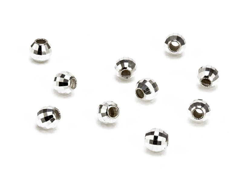 Sterling Silver Round Mirror Bead 4mm ~ Pack of 10