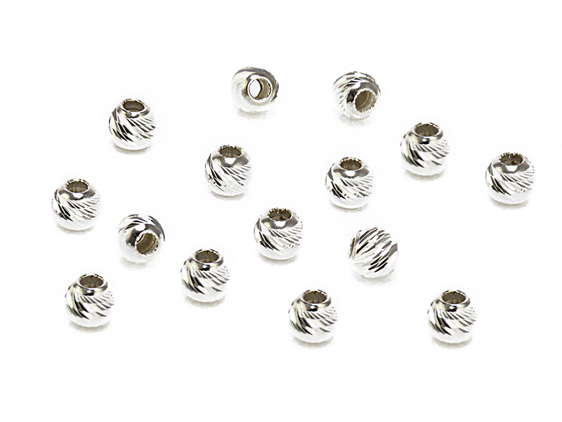 Sterling Silver Multi Cut Bead 3mm ~ Pack of 10