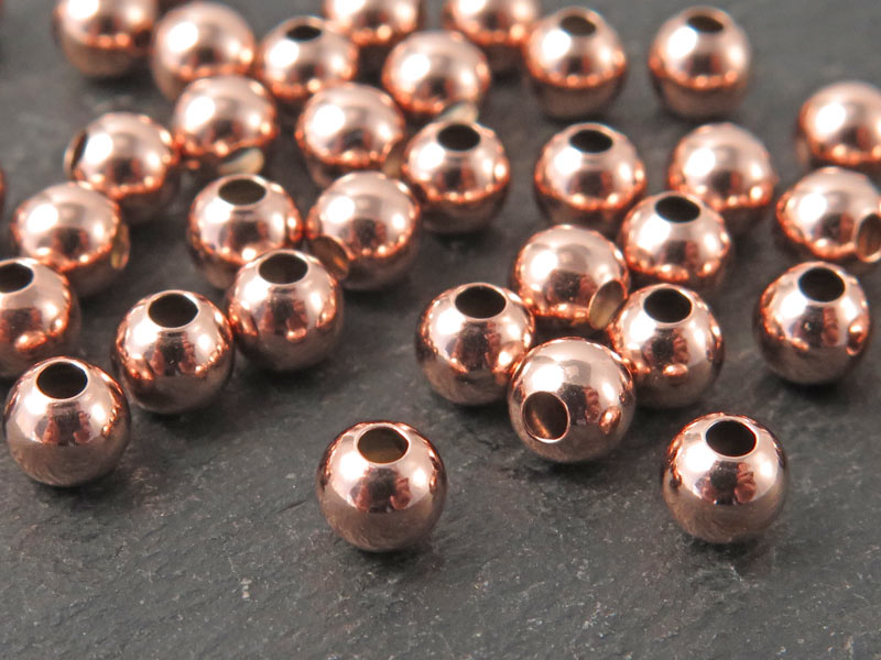 Rose Gold Vermeil Round Bead 4mm ~ Pack of 10