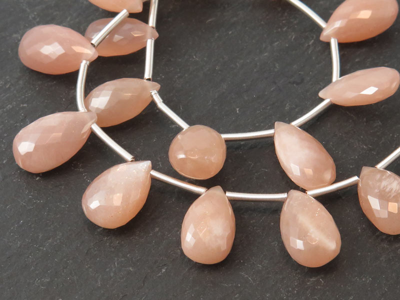 AAA Peach Moonstone Faceted Pear Briolette ~ SINGLE ~ Various Sizes