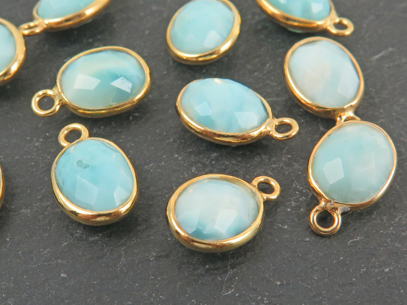 Gold Vermeil Larimar Oval Charm 11-12mm