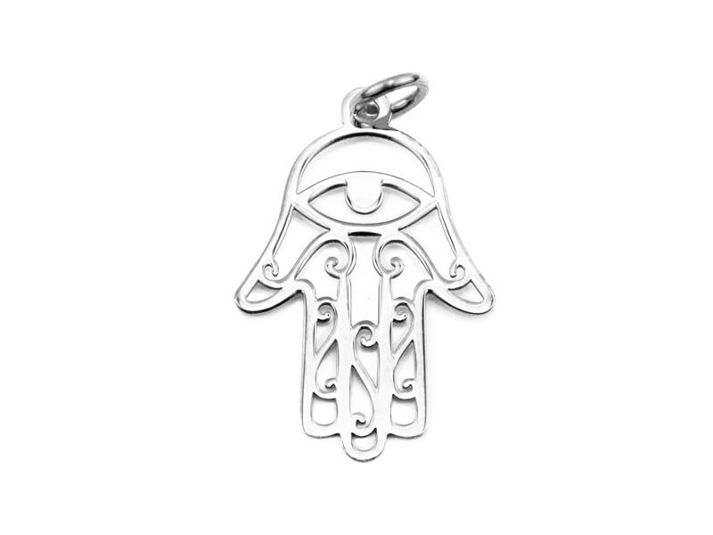 Sterling Silver Hamsa Hand Pendant 22mm