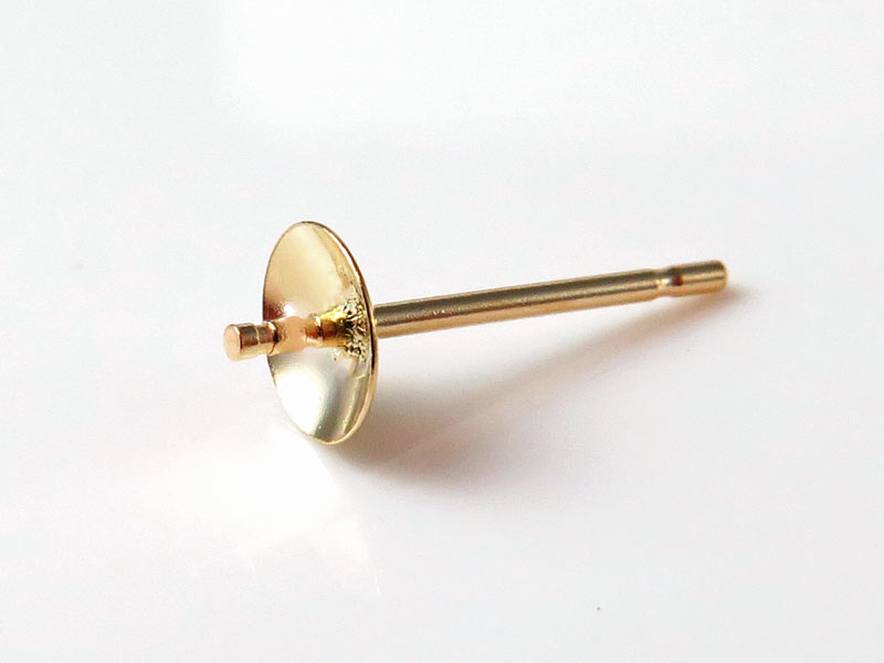 14K Gold Ear Post with Cup and Peg 4mm
