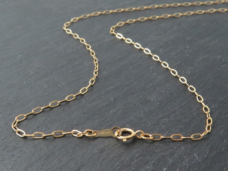 Gold Filled Drawn Cable Chain Necklace with Spring Clasp ~ 16''