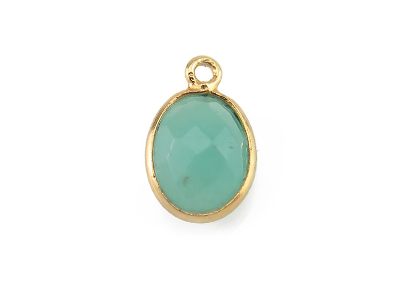 Gold Vermeil Amazonite Oval Charm 11-12mm