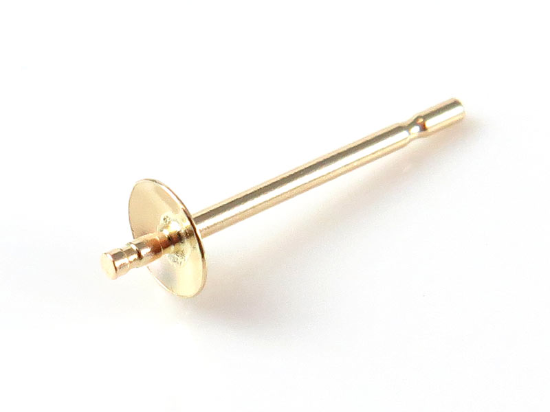 14K Gold Ear Post with Cup and Peg 3mm