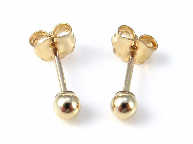 Gold Filled Ball Ear Studs 3mm ~ PAIR