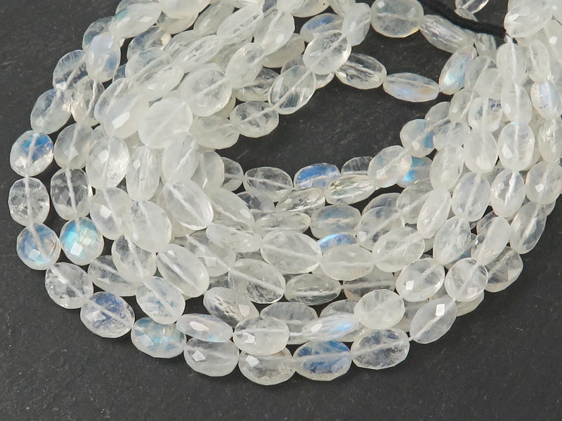 AA Rainbow Moonstone Faceted Oval Beads 8-11mm ~ 15.5'' Strand