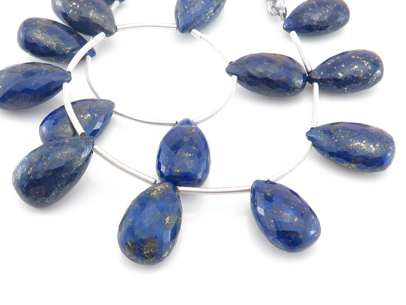 AAA Lapis Lazuli Micro-Faceted Pear Briolettes 14mm (7)