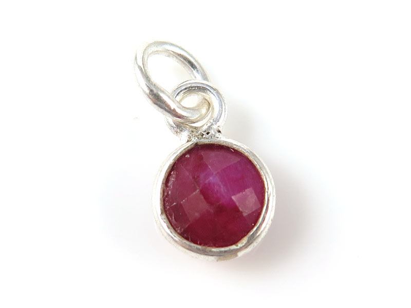 Sterling Silver Ruby Round Charm 6mm