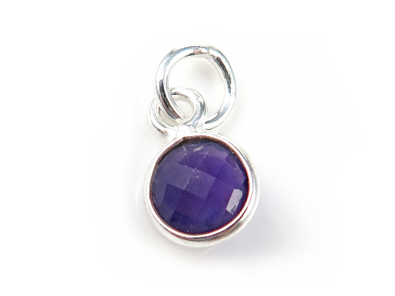 Sterling Silver Amethyst Round Charm 6mm