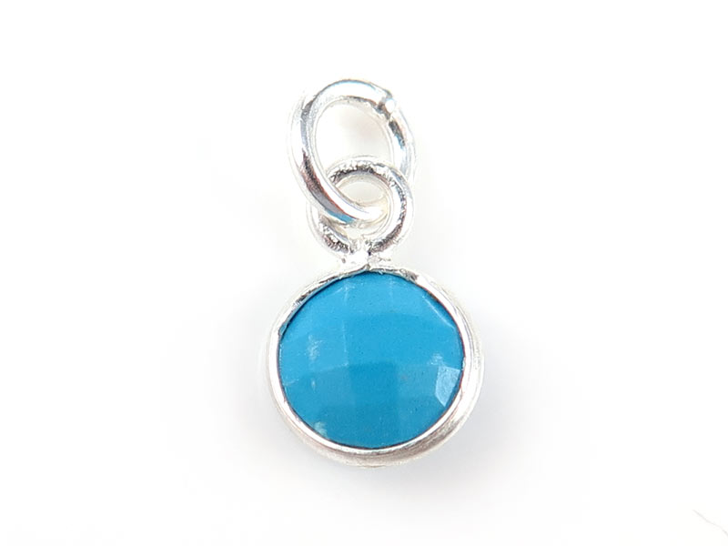 Sterling Silver Turquoise Round Charm 6mm