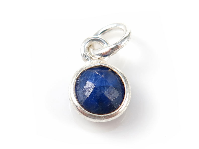 Sterling Silver Sapphire Round Charm 6mm