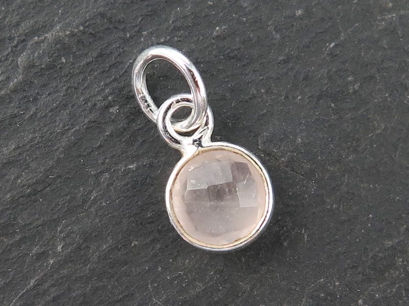 Sterling Silver Rose Quartz Round Charm 6mm