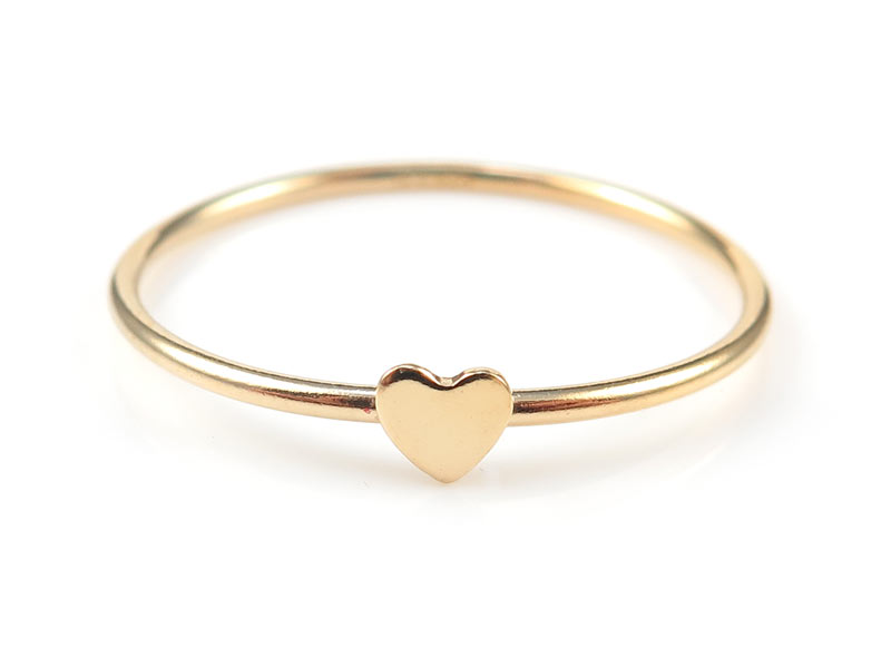 Gold Filled Stacking Ring with Heart ~ Size N