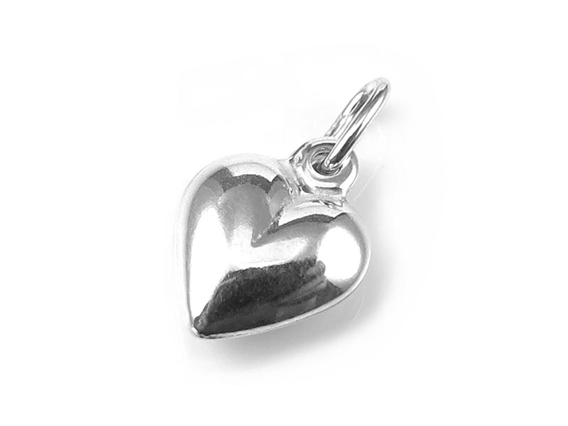 Sterling Silver Puffed Heart Charm 10mm
