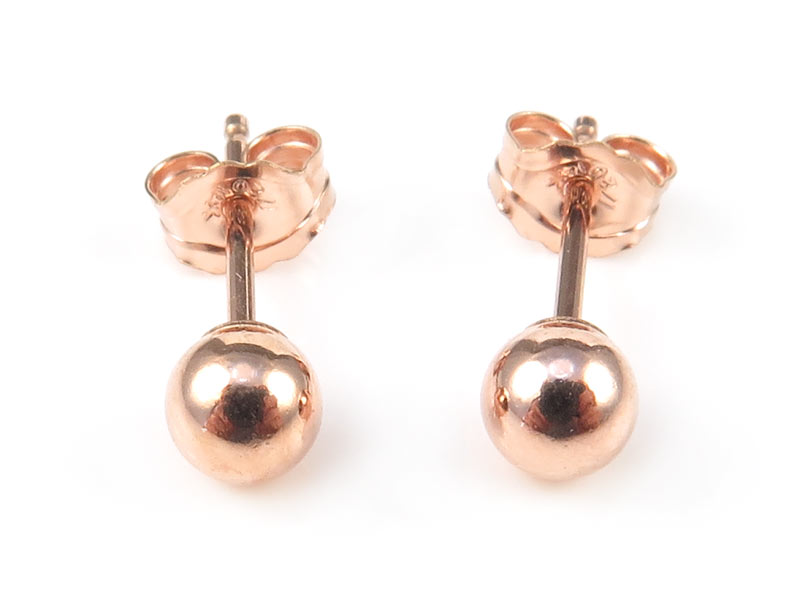 Rose Gold Filled Ball Ear Studs 3mm PAIR