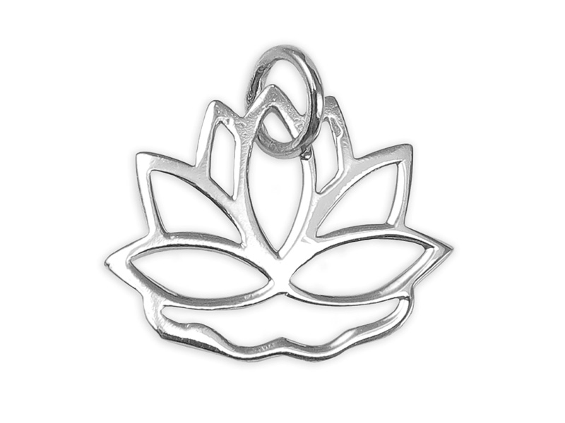 Sterling Silver Lotus Flower Pendant 13mm