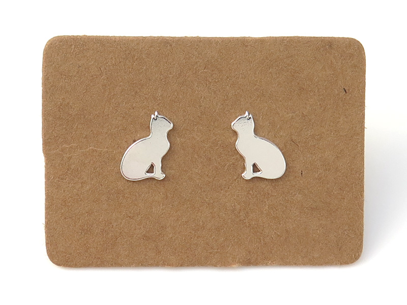 Sterling Silver Cat Ear Studs  ~ PAIR