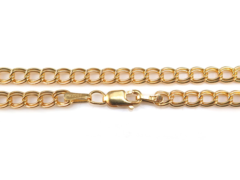 Gold Filled Double Curb Chain Bracelet 7.25"