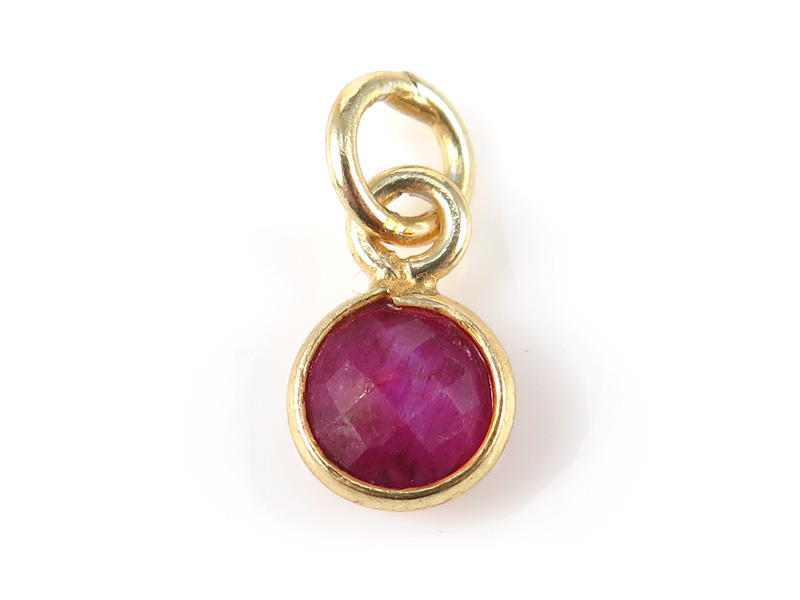 Gold Vermeil Ruby Round Charm 6mm