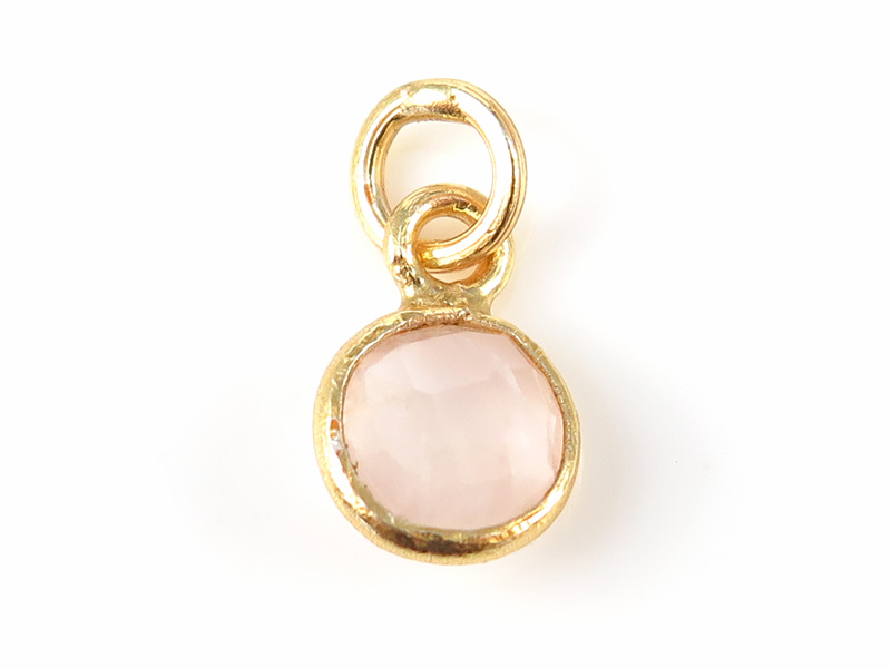 Gold Vermeil Rose Quartz Round Charm 6mm