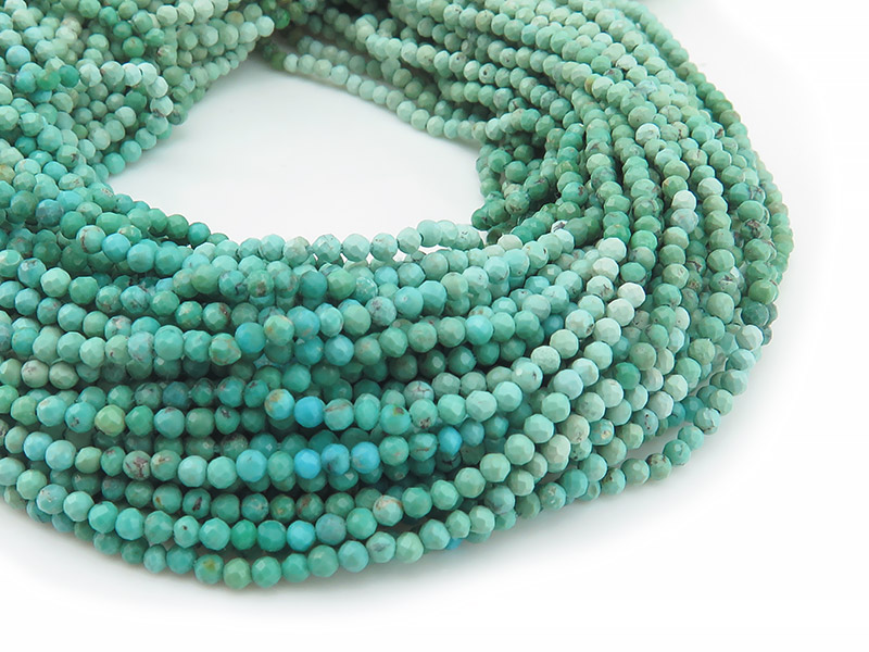 Turquoise Micro-Faceted Rondelles 2mm ~ 12.5'' Strand