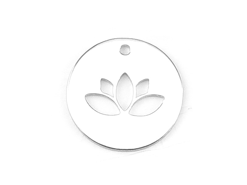 Sterling Silver Lotus Flower Cut Out Charm 13mm