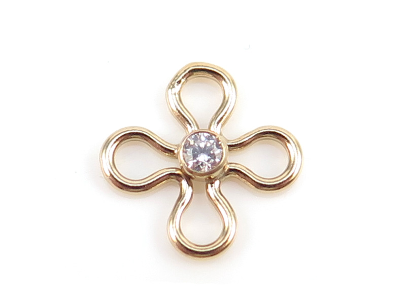 Gold Filled Flower Connector with CZ 10mm