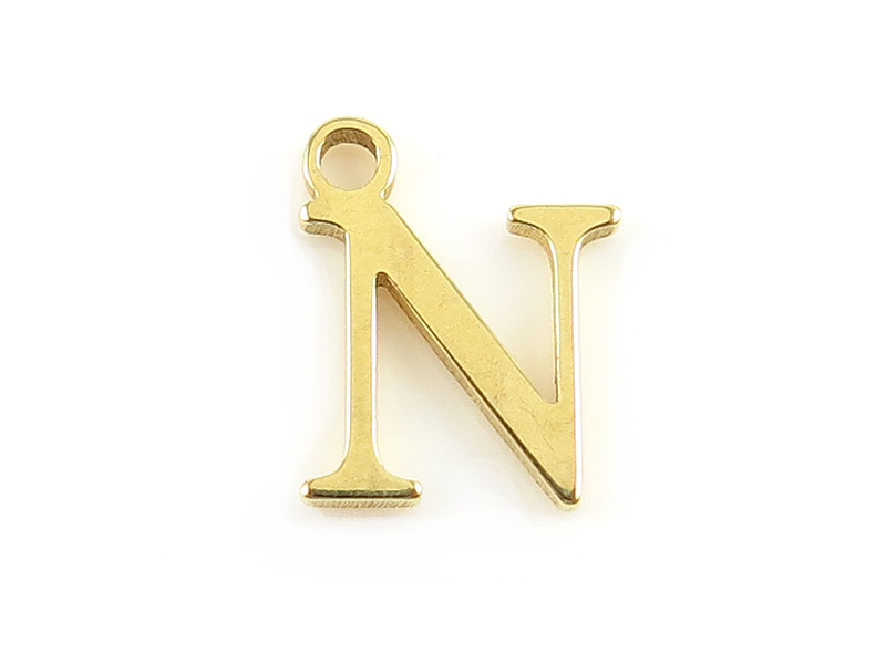 Gold Vermeil Alphabet Charm ~ N