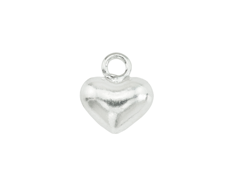 Sterling Silver Puffed Heart Charm 9mm