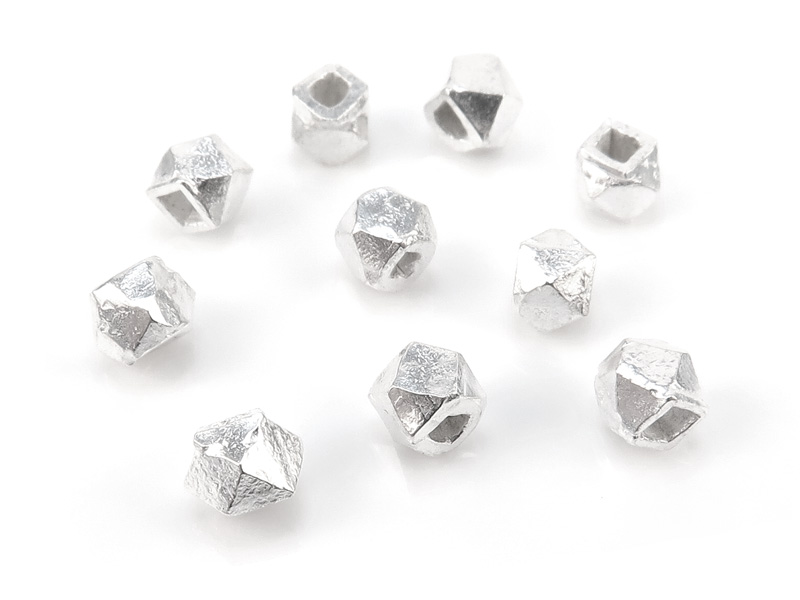 Sterling Silver Faceted Square Bead ~ Various Sizes