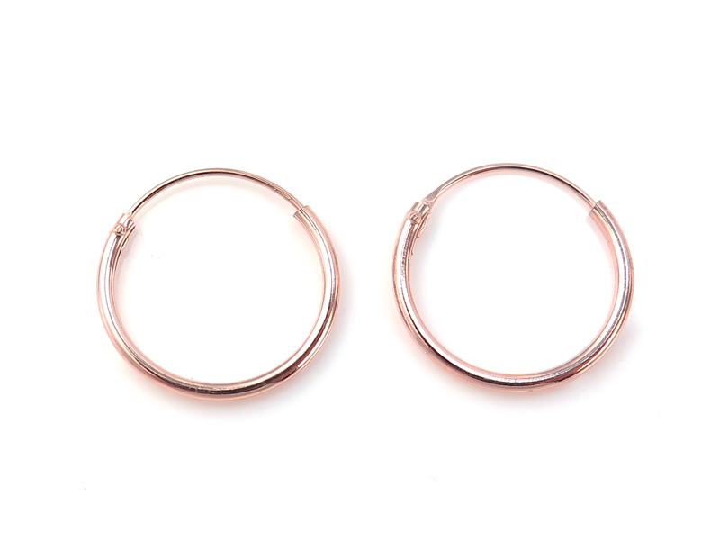 Rose Gold Plated Sterling Silver Hoops 14mm  ~ PAIR