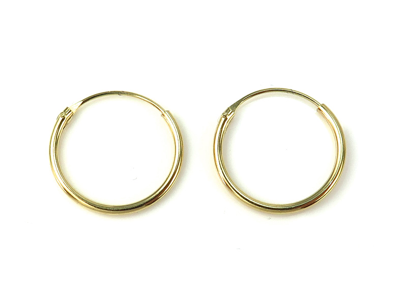 Gold Plated Sterling Silver Hoops 14mm  ~ PAIR