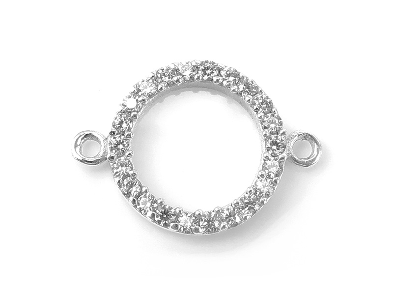 Sterling Silver Zircon Circle Connector 18mm