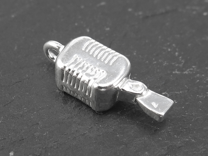Sterling Silver Microphone Charm 16mm
