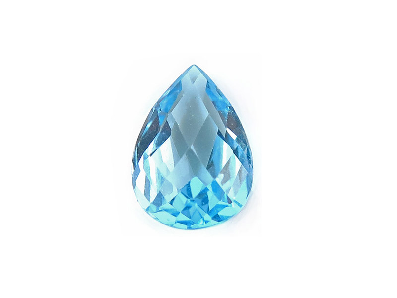 Sky Blue Topaz Double Sided Faceted Pear 12mm x 8mm