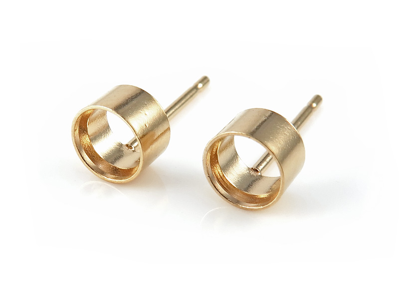 Gold Filled Tube Bezel Setting Ear Post 4mm ~ PAIR