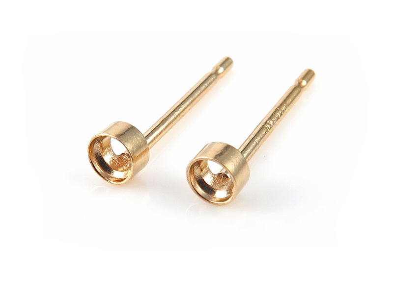 Gold Filled Tube Bezel Setting Ear Post 2mm ~ PAIR