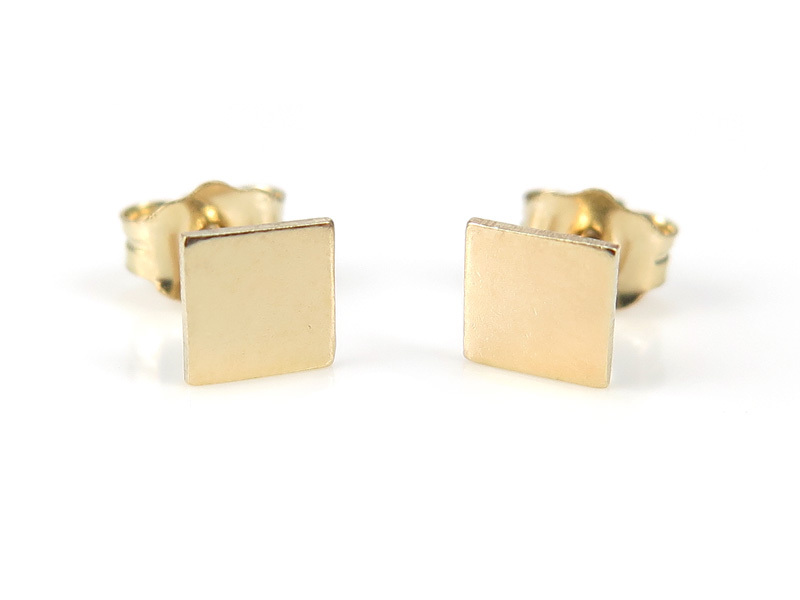 Gold Filled Square Ear Studs ~ PAIR