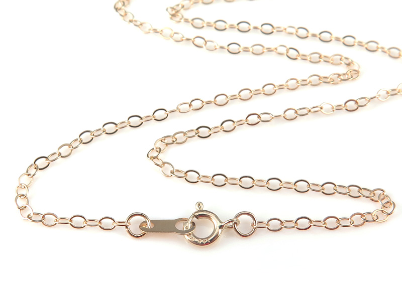 14K Gold Flat Cable Chain Necklace with Spring Clasp ~ 16''