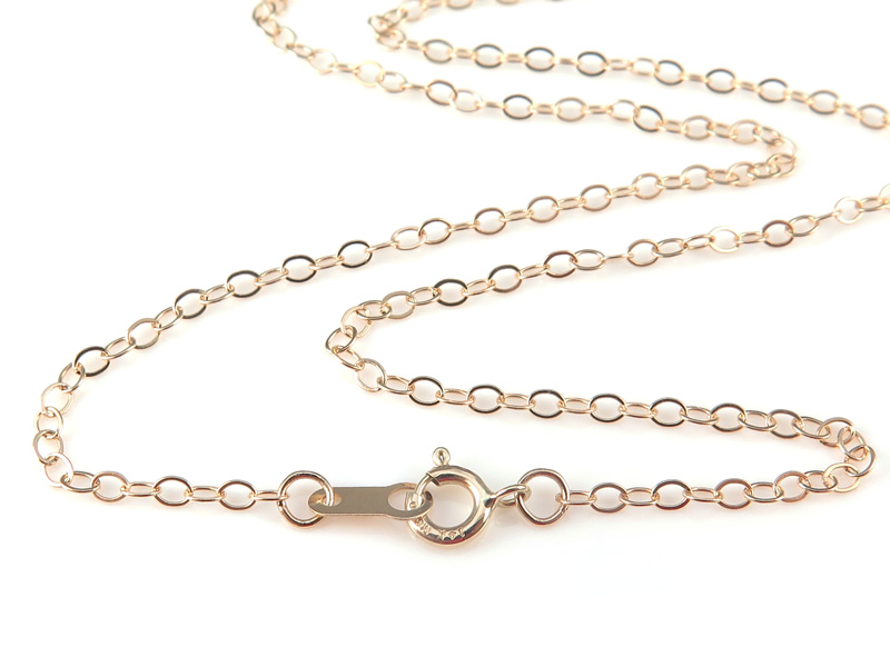 14K Gold Flat Cable Chain Necklace with Spring Clasp ~ 18''