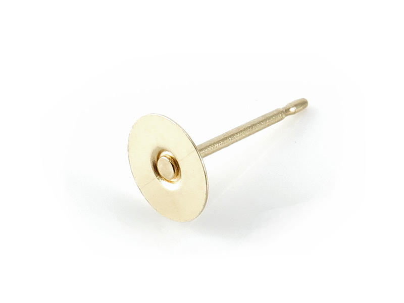 14K Gold Ear Post with Flat Pad 5mm