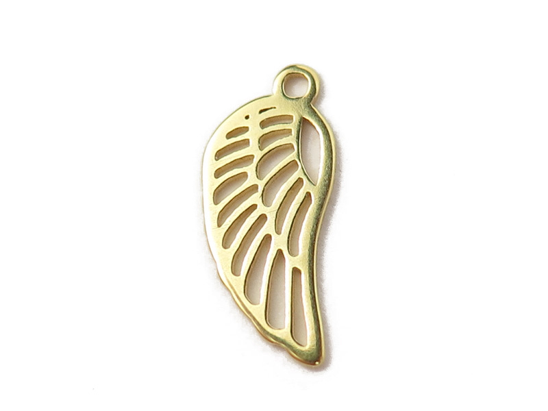 Gold Vermeil Angel Wing Charm 14mm