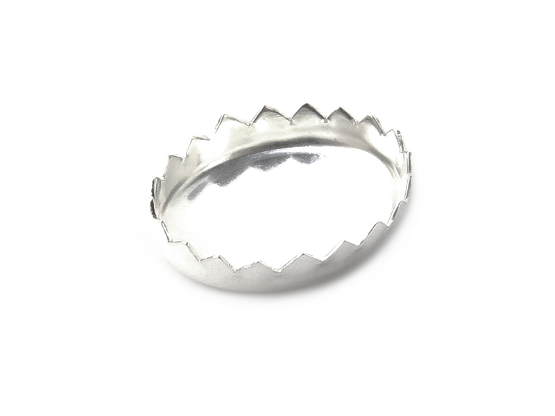 Sterling Silver Serrated Oval Bezel Cup Setting 12mm x 10mm