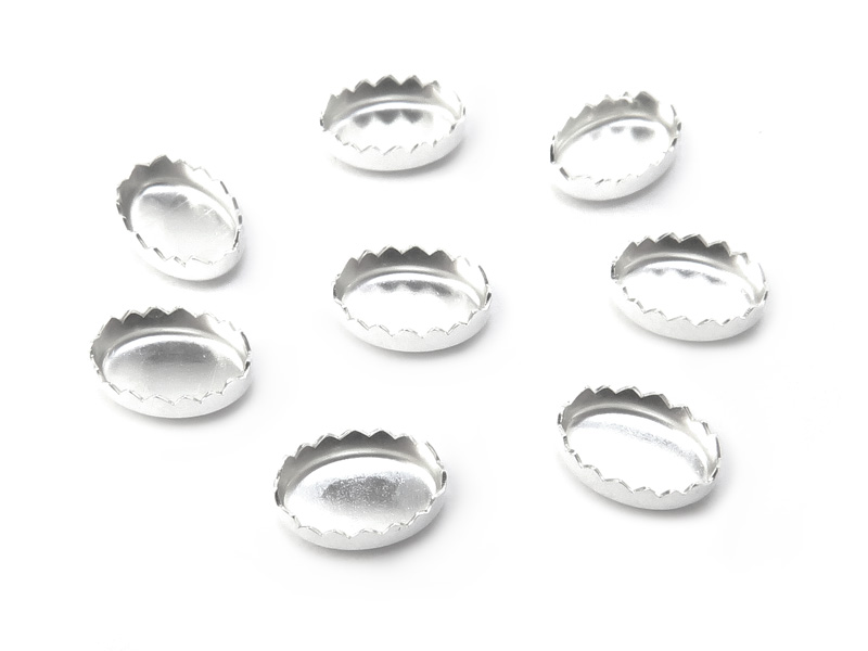 Sterling Silver Serrated Oval Bezel Cup Setting 6mm x 4mm