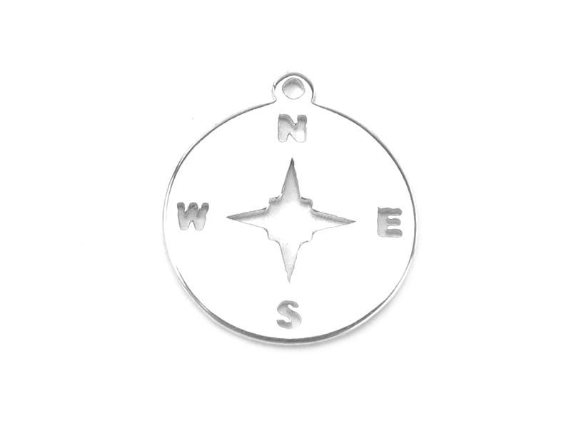 Sterling Silver Compass Pendant 12mm